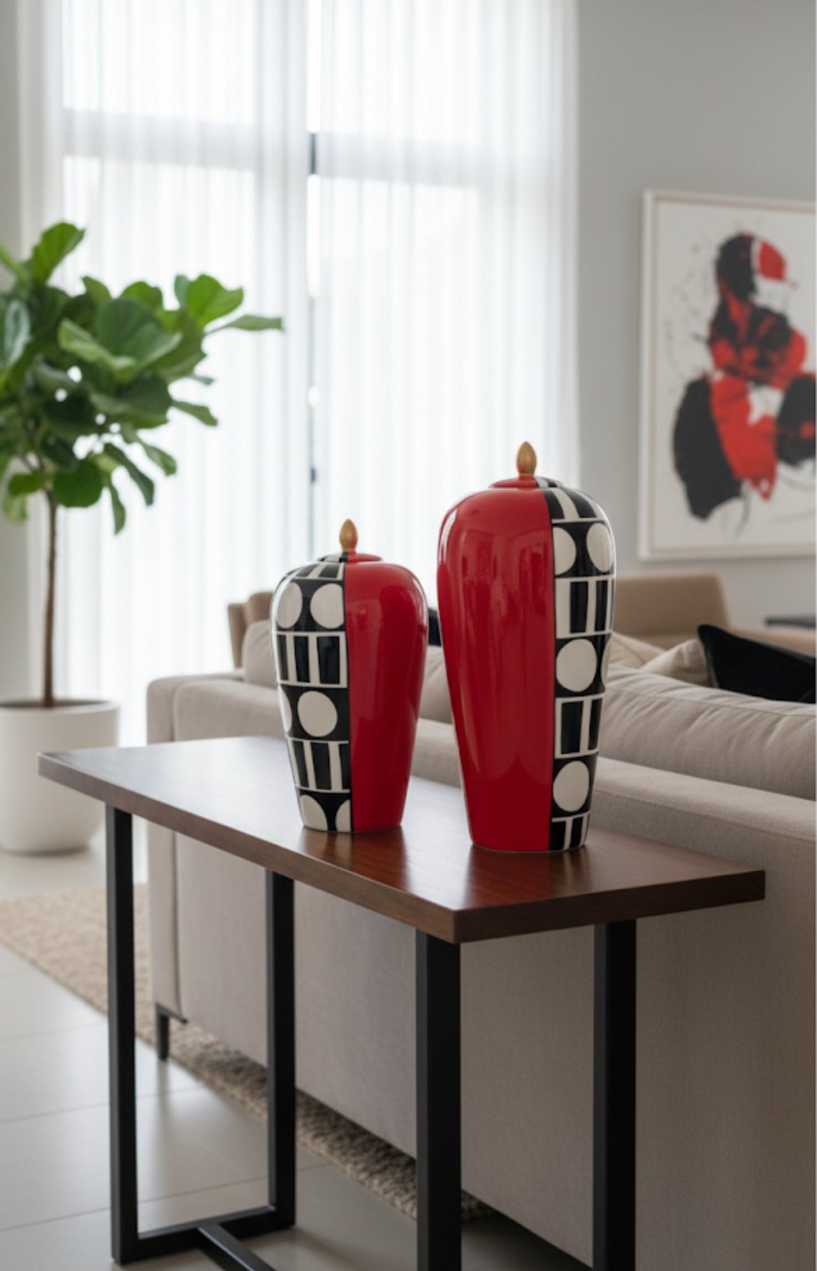 Red,black and white candy jar