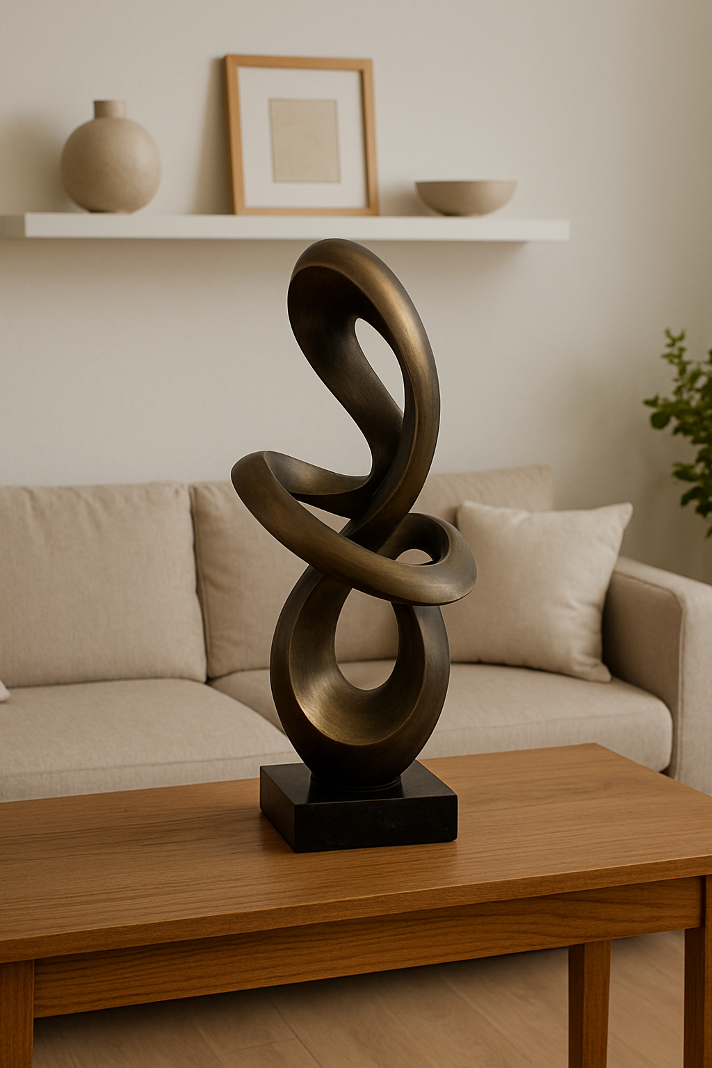 Modern Abstract Twisted Loop Sculpture 26inches tall