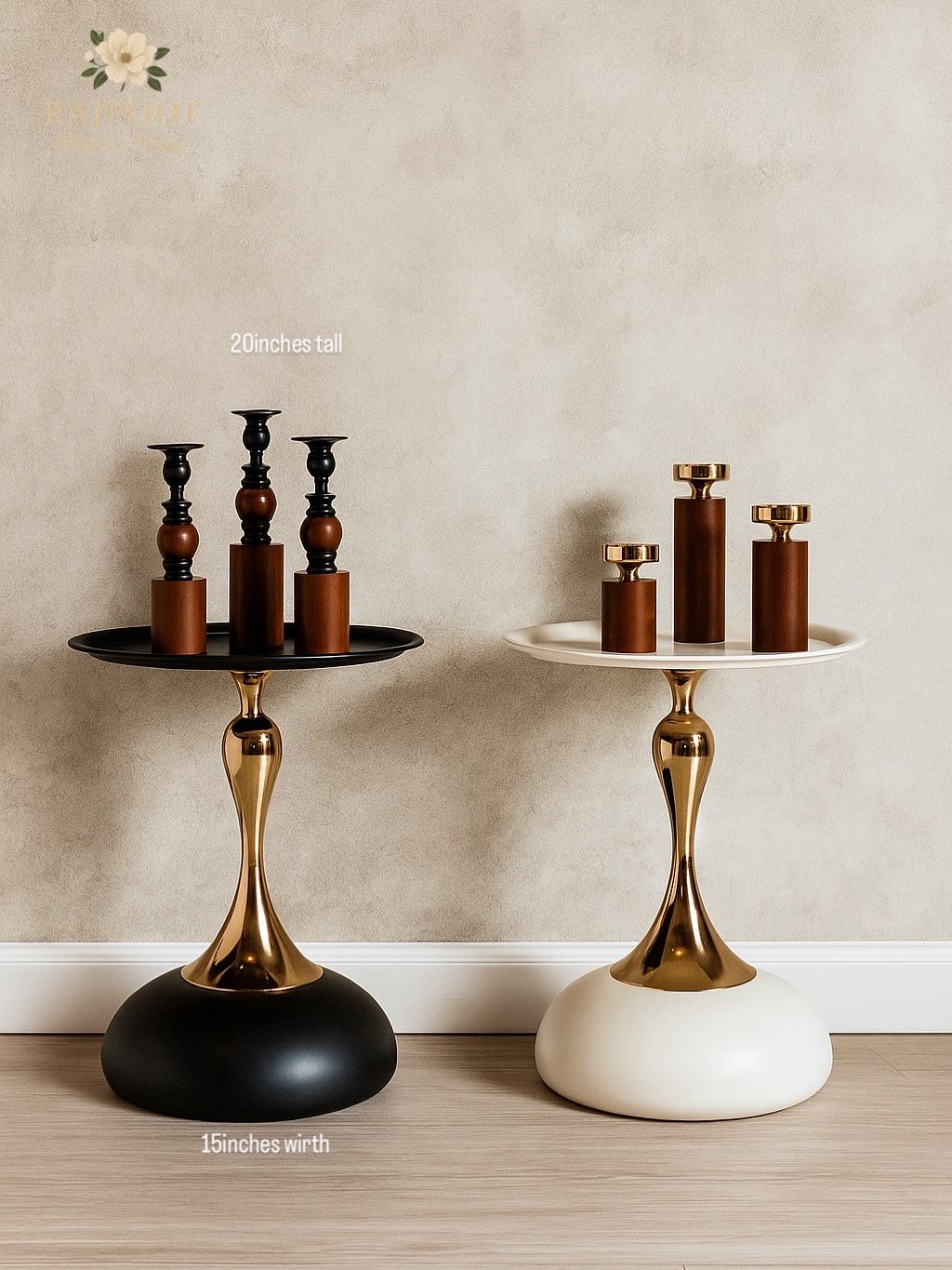 Eclipse Pedestal Side Table – Modern Gold & Matte Finish