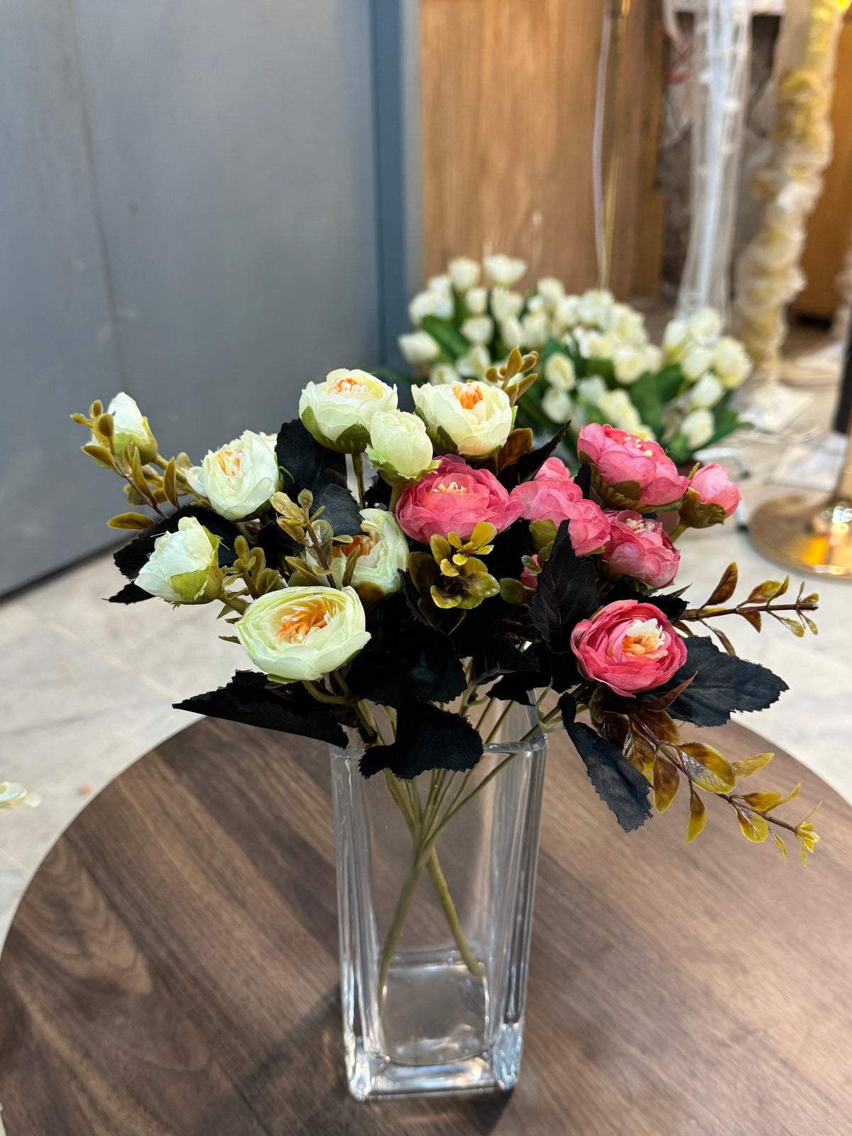 Artificial Rose Bunches – White or Pink (Style C)
