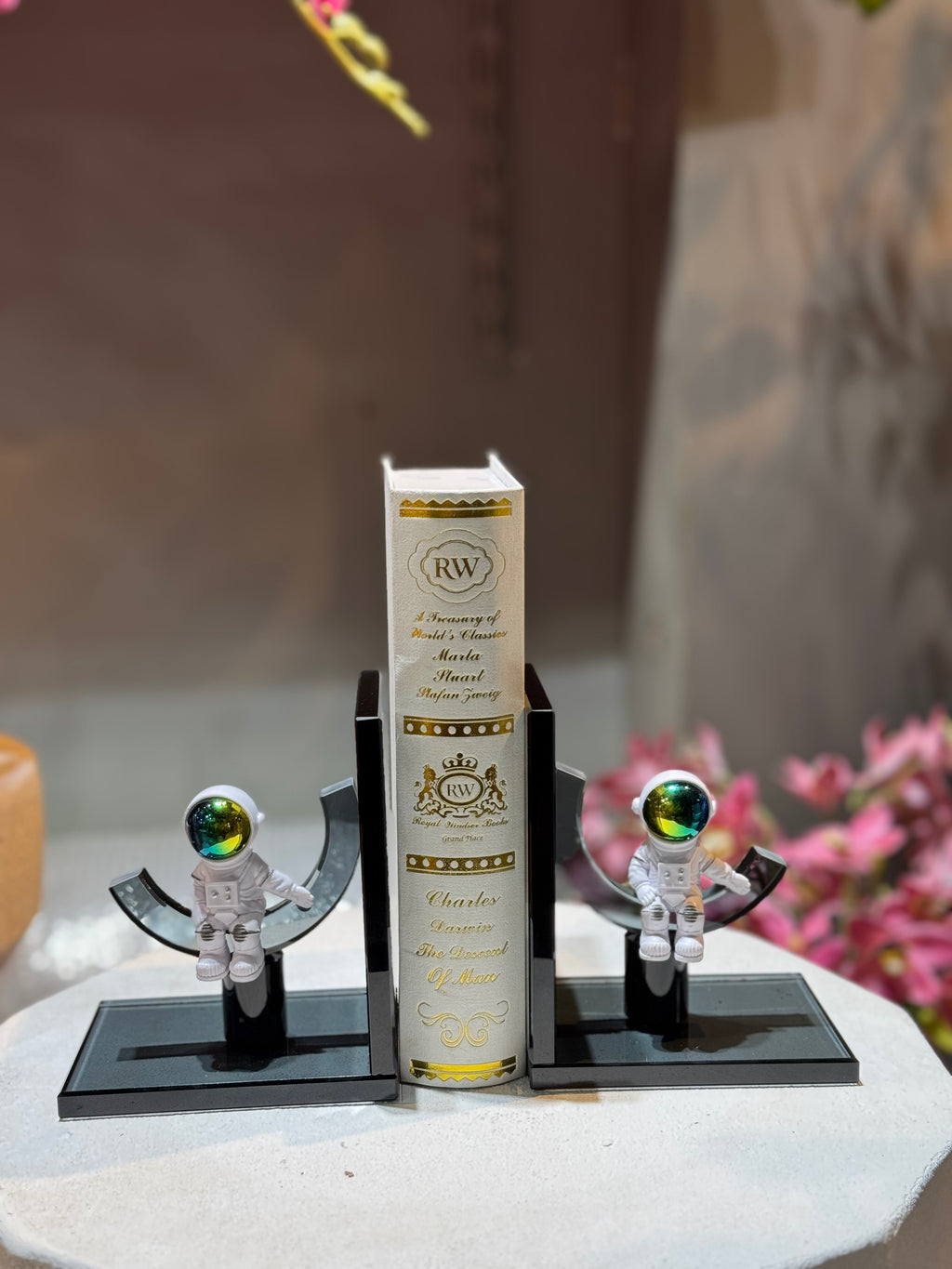 Cosmic Traveler Astronaut Bookends – Luxury Study Decor