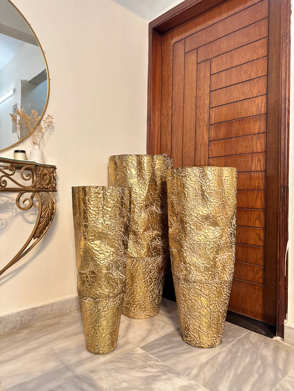 Royal Gold Textured Floor Vases