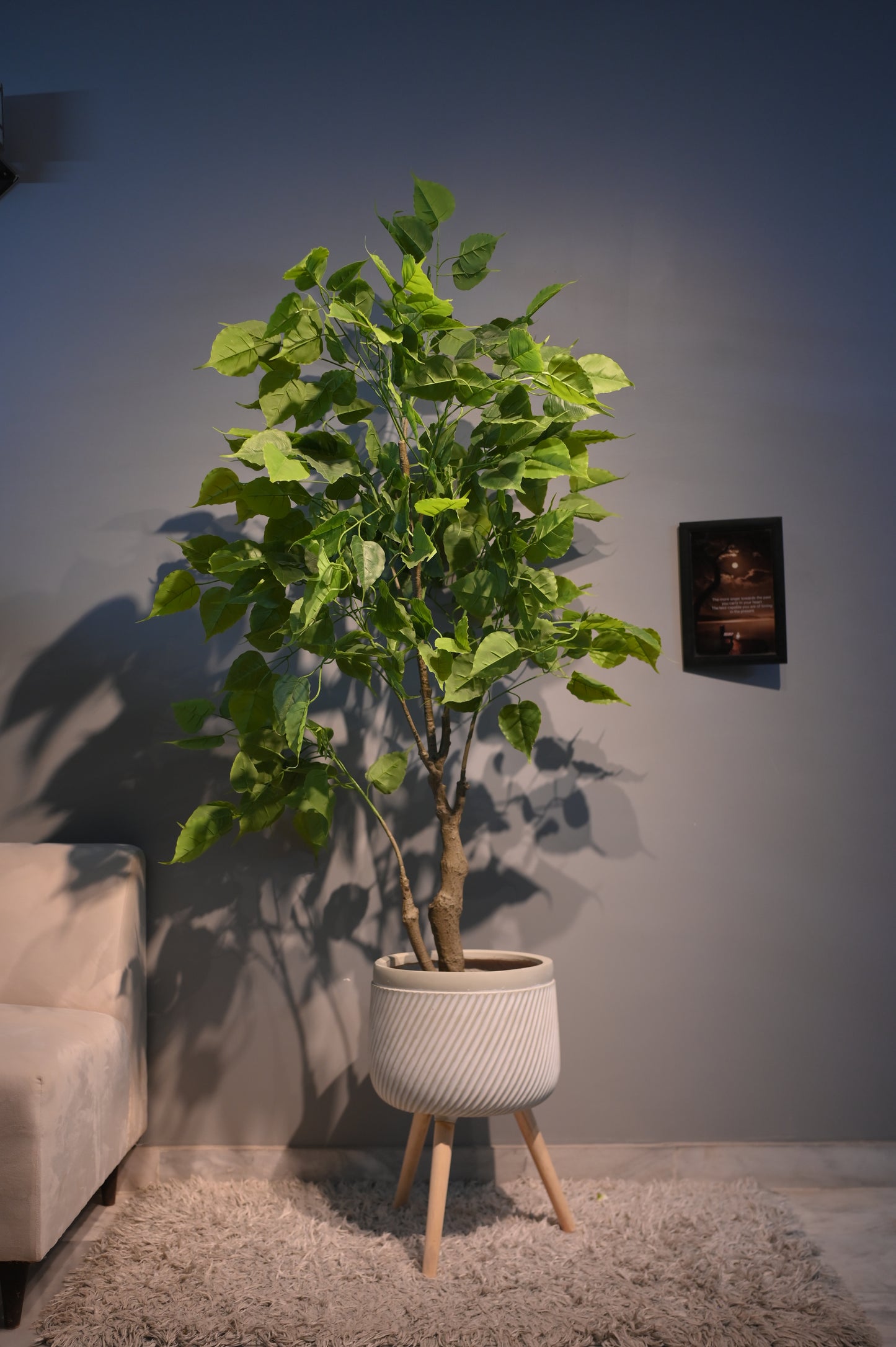 Tall Realistic Artificial Fig Tree without Modern Tripod Planter