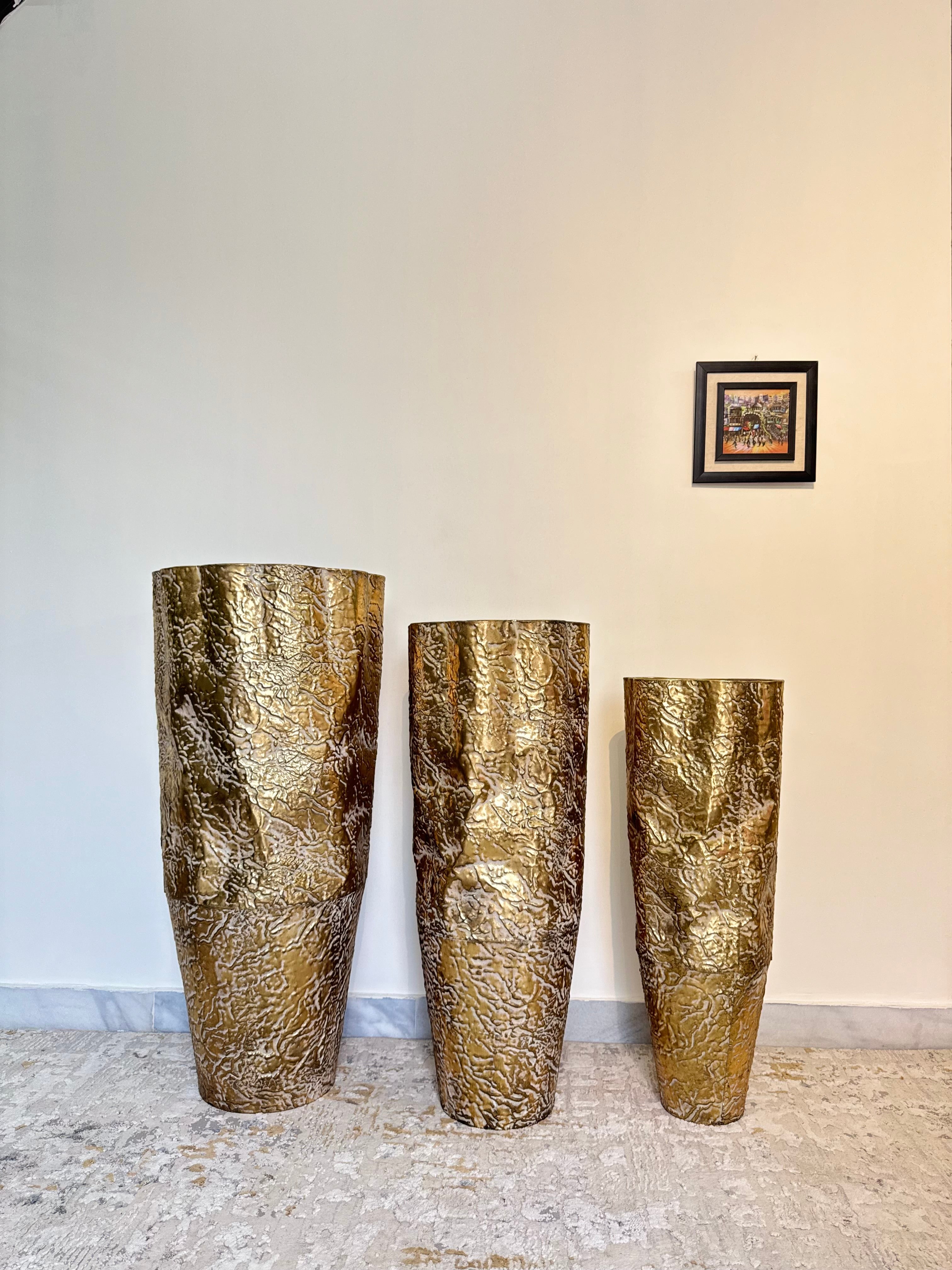 Royal Gold Textured Floor Vases
