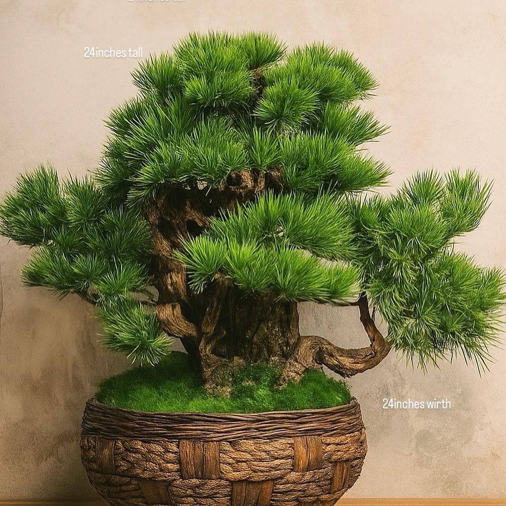 Imperial Evergreen Pine Bonsai – Large Woven Basket Edition