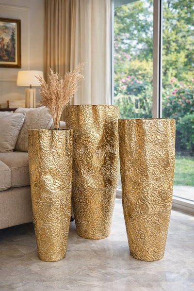 Royal Gold Textured Floor Vases