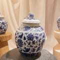Vintage Chinoiserie Floral Porcelain Ginger Jar with Lid
