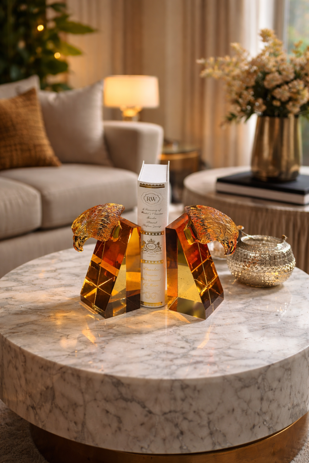 oyal Amber Eagle Bookends – Luxury Study Decor