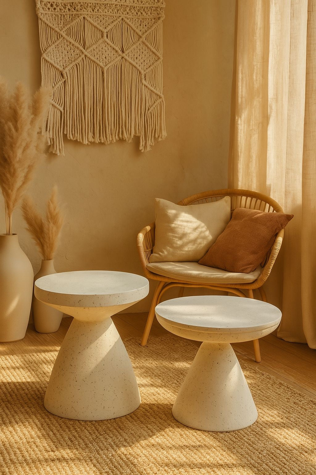 Nordic Speckle Ceramic Side Table – Minimalist Stone-Finish Accent