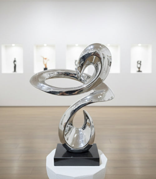Abstract Chrome Loop Sculpture