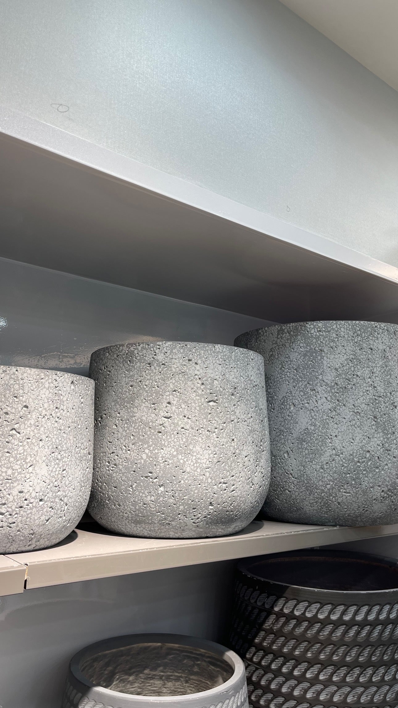 Modern Grey Stone-Finish Planter – Textured Ceramic Indoor Pot (Available in 3 Sizes)