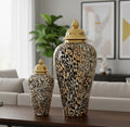 Leopard Pattern Storage Canisters | Gold Accented Jars (Sets & Individual Sizes)