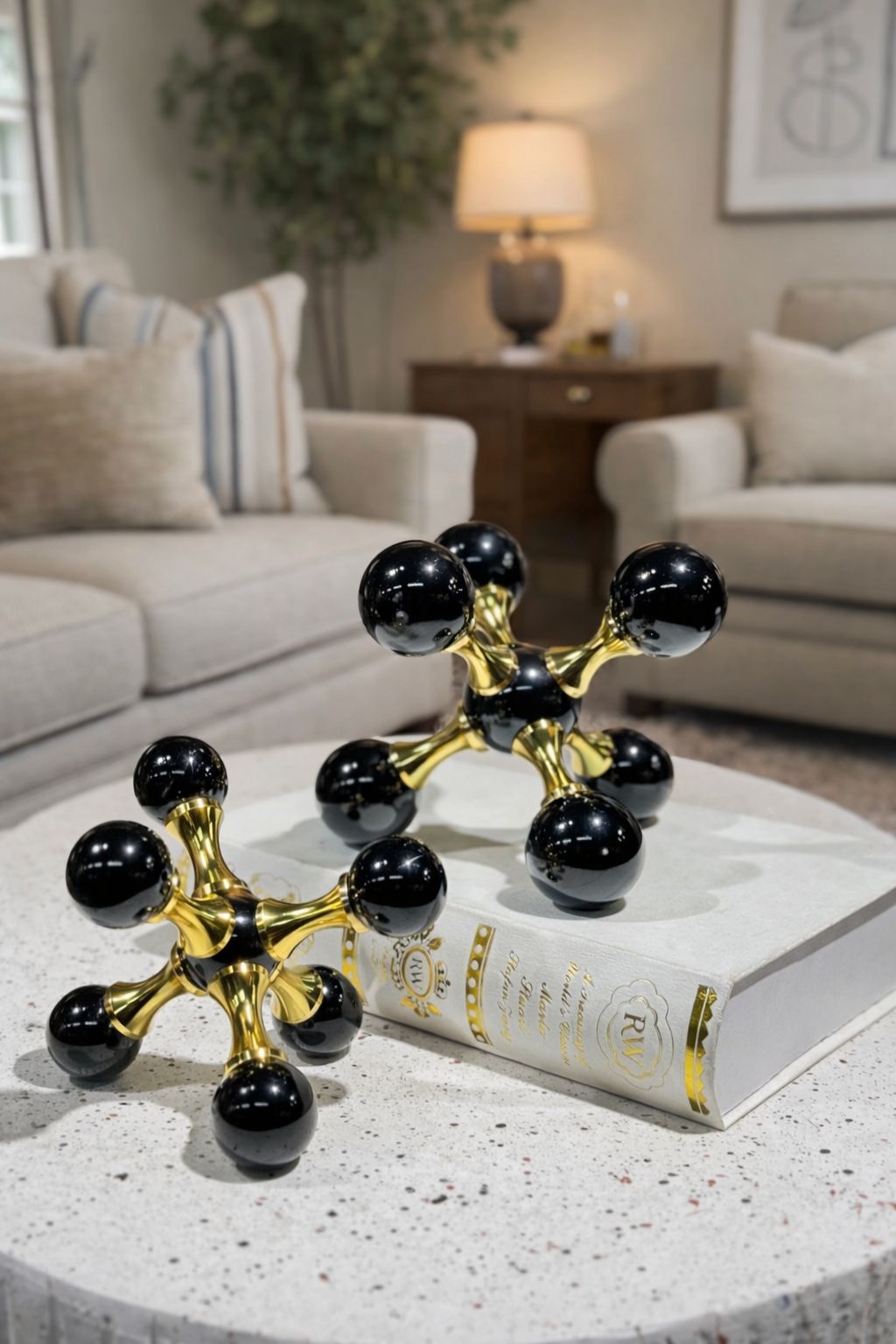 idnight & Gold "Jacks" Sculptures – Designer Tabletop Art