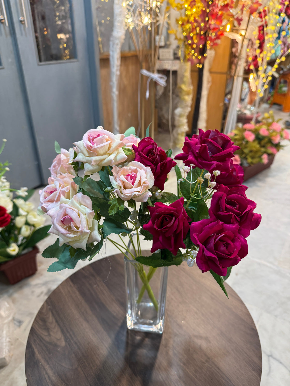 Artificial Rose Flower Bunches – Pink or Red