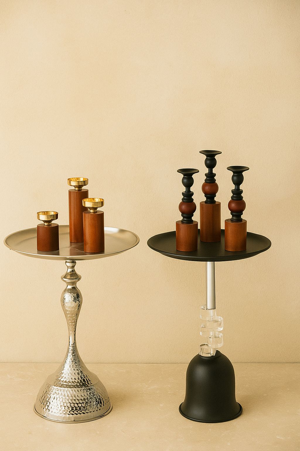 Eclipse Pedestal Side Table – Modern Gold & Matte Finish