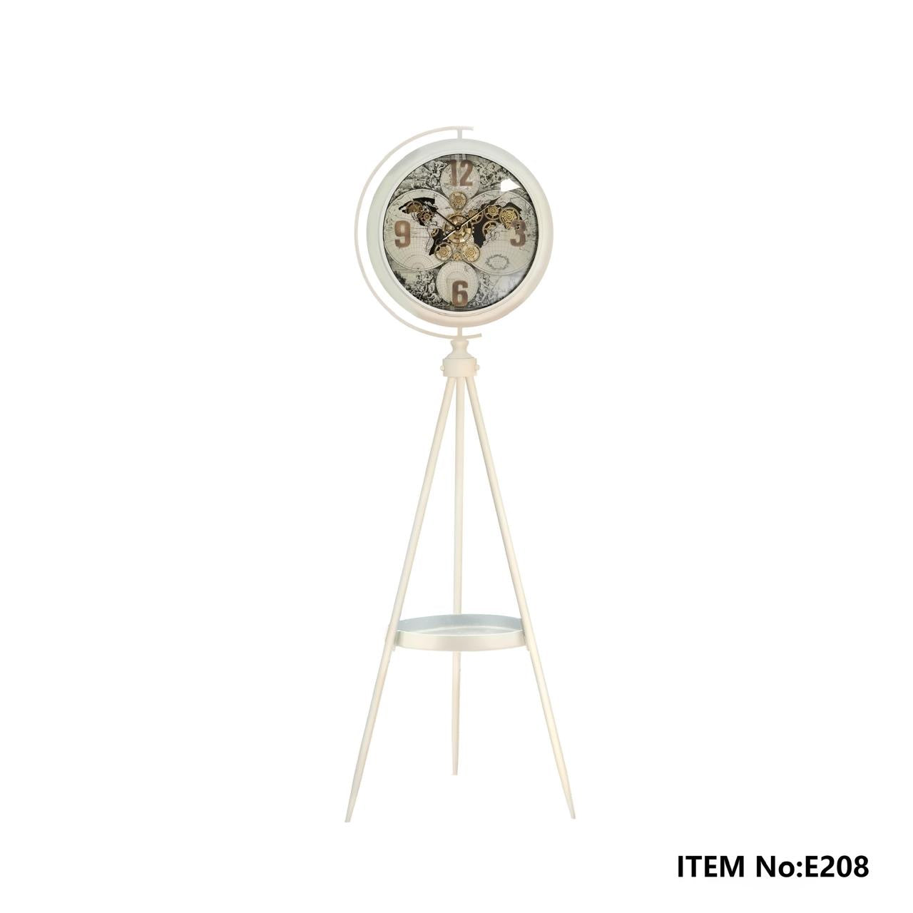 Ivory Explorer Tripod Floor Clock with Integrated Shelf