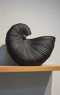 White Ribbed Spiral Shell Ornament – Artistic Nautical Tabletop Decor