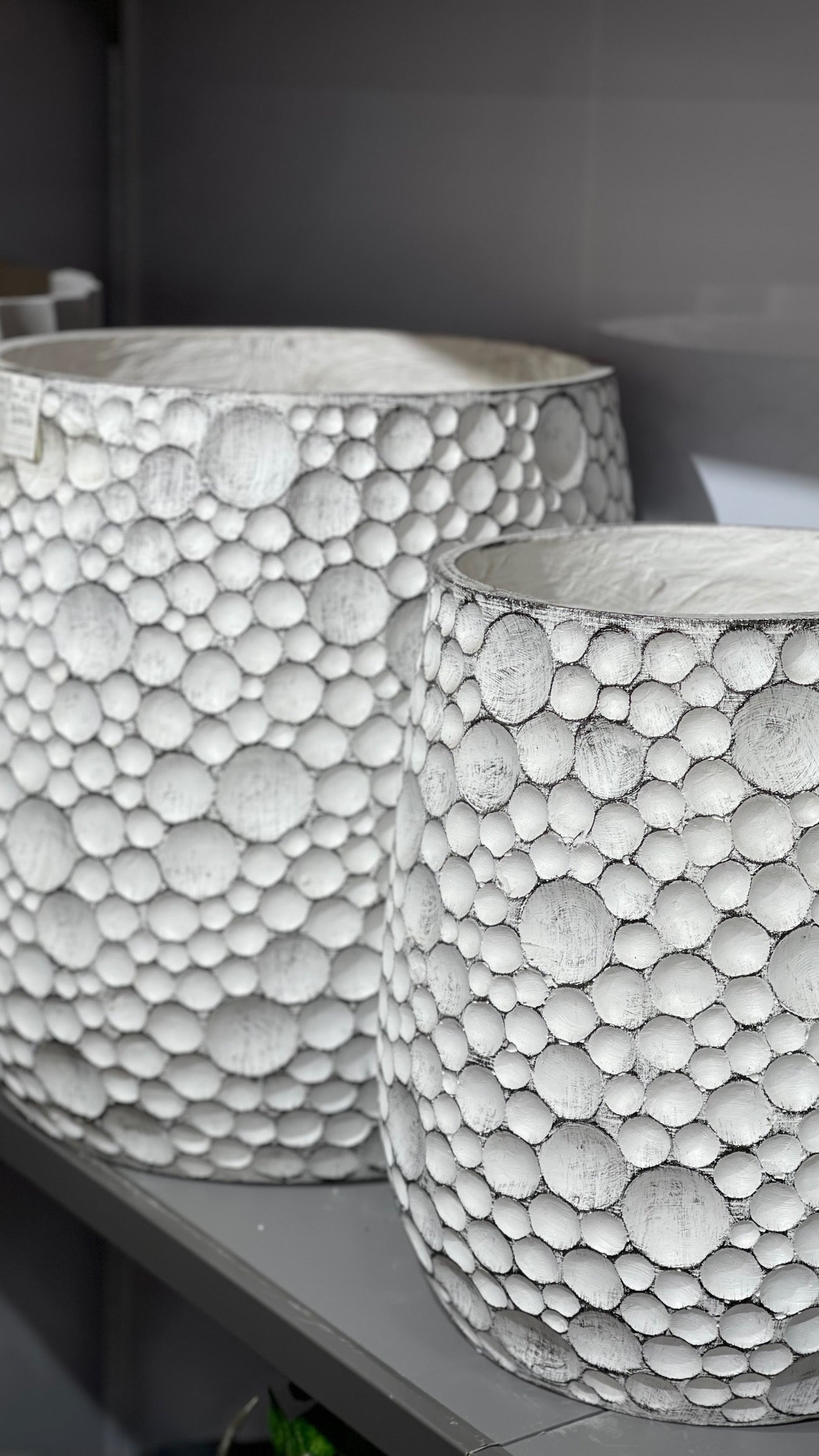 Modern Bubble-Textured Ceramic Planter – Luxury White & Grey Dotted Pot (Available in 2 Sizes)