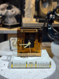 Amber Glass Executive Desk Clock
