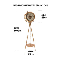 Aurelian Gear-Driven Floor Clock on Beaded Tripod Stand