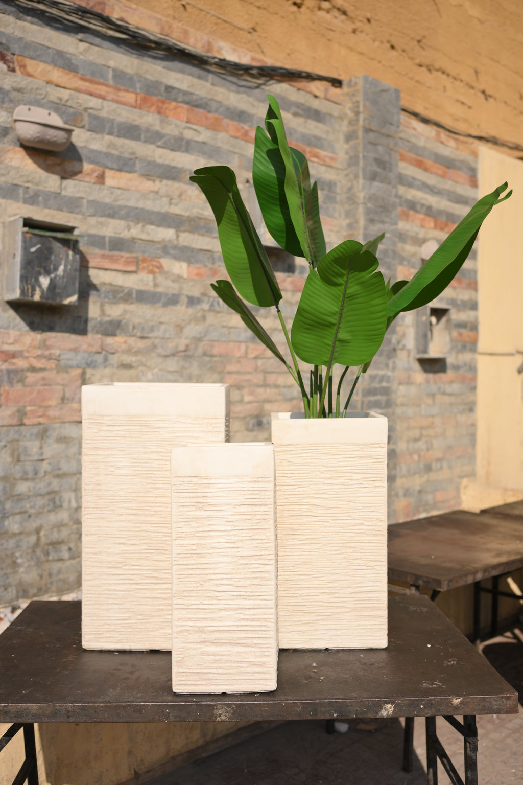 mported Ceramic Planter beig– Premium Gloss Finish | Modern Home & Office Decor