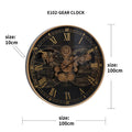 E102 Industrial Mechanical World Map Wall Clock