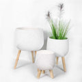 White Wave-Carved Planter – 3 Sizes
