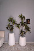 The Minimalist White Ribbed Planter & Tropical Greenery