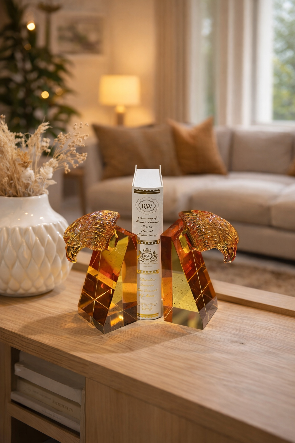 oyal Amber Eagle Bookends – Luxury Study Decor
