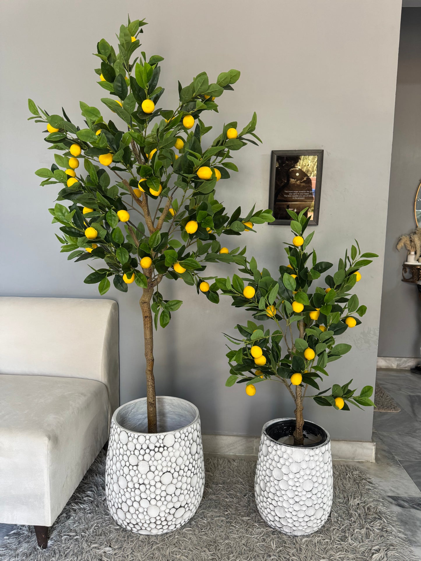 Premium Faux Lemon Tree or Textured Bubble Pot
