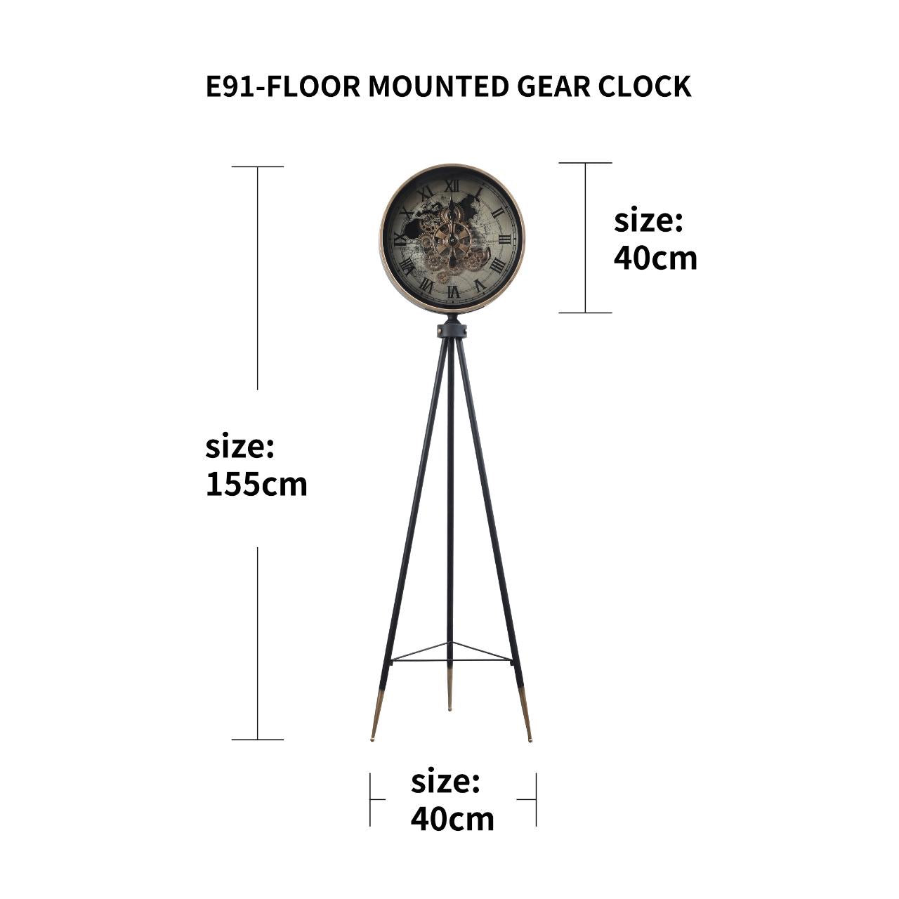 The Navigator 155cm Tripod Floor Clock in Matte Black