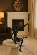 "The Gilded Reader | Modern Abstract Bronze-Finish Figurine"