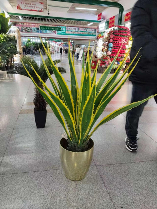 Artificial Agave Succulent in Tiered Black Pot