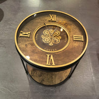 Industrial Style Side Table with Cog Clock Top