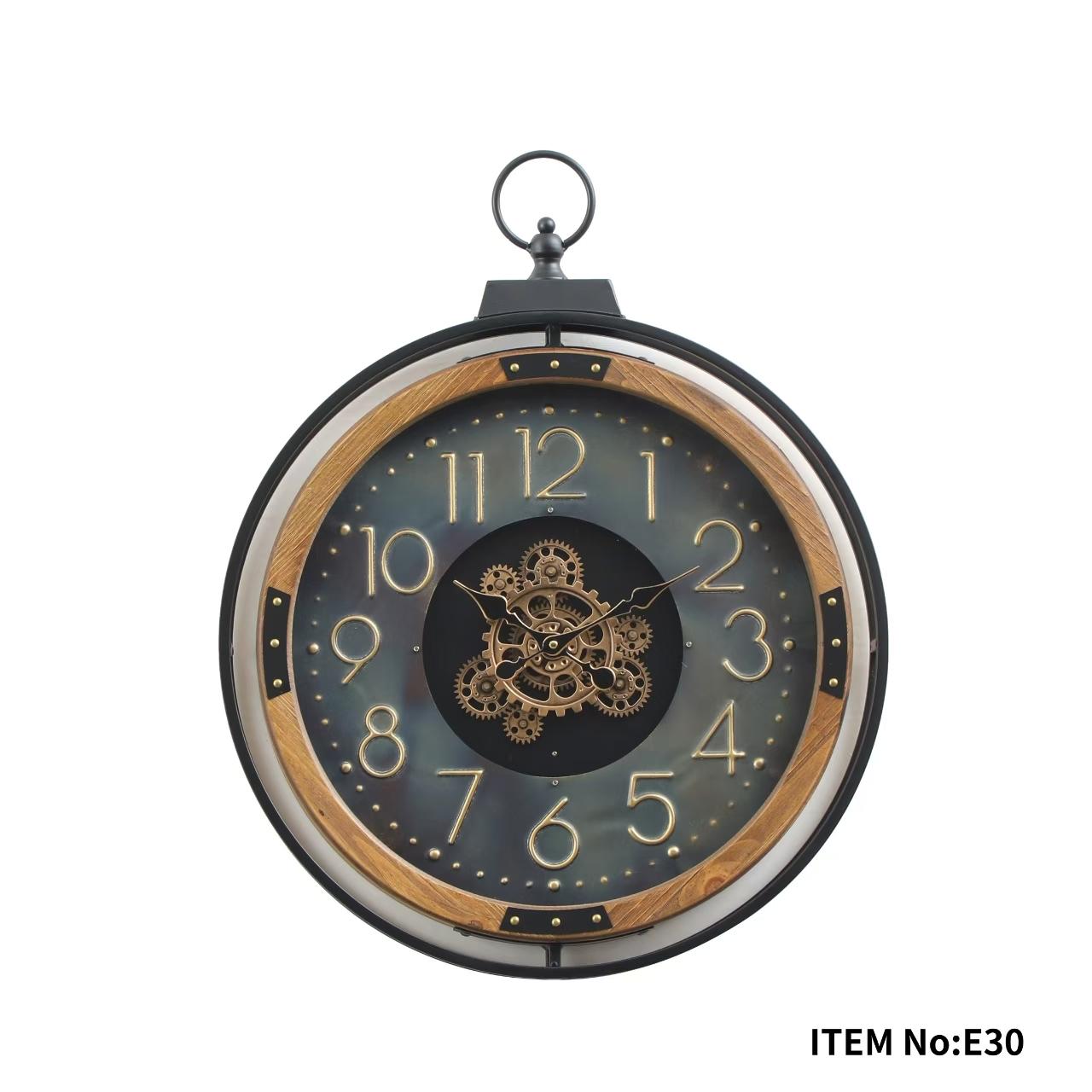 Vintage Look Wall Clock with Moving Gear Mechanism