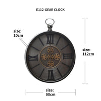 Industrial Black Grey Moving Gear Wall Clock