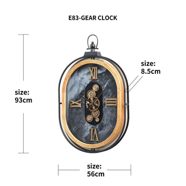 Vintage Oval Gear Wall Clock – Interior Square