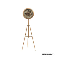 Gold Metal Tripod Gear Standing Wall Clock For Home