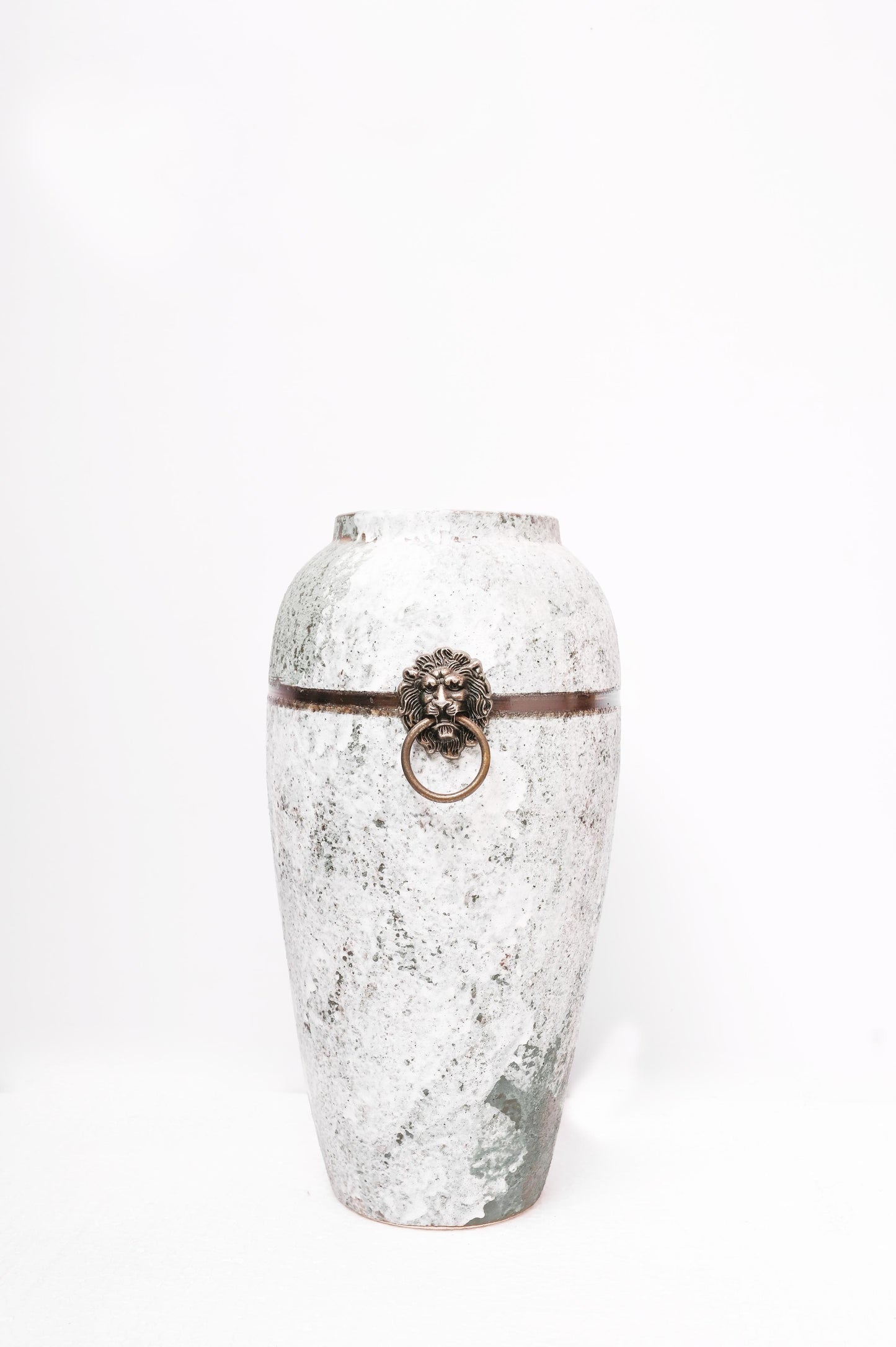 White Bubble Ceramic Vase with Copper 