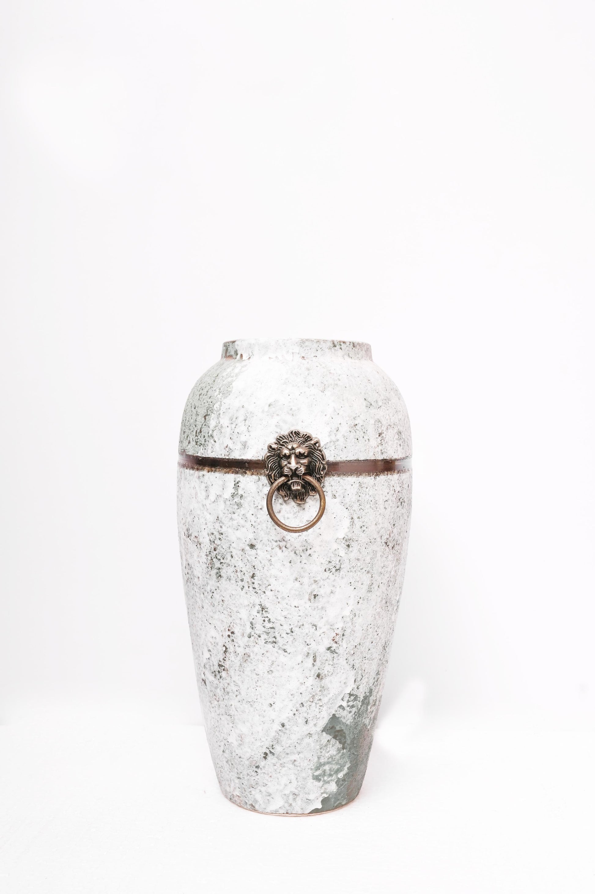 White Bubble Ceramic Vase with Copper 