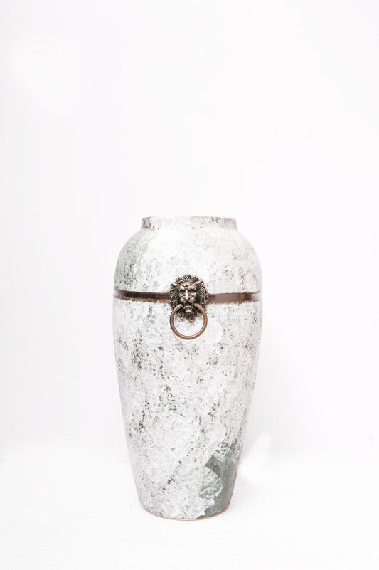 White Bubble Ceramic Vase with Copper 
