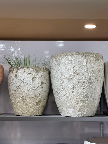 Fibre Clay Pot Crackle Pattern Medium