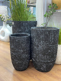 Black Distressed Ribbed Planters