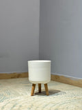 Tripod Planter with Wooden Legs – White – view 6
