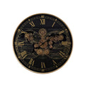 Black & Gold World Map Gear Wall Clock