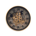 Grey & Gold Gear Wall Clock – Roman Numerals