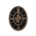 Oval Black & Gold Gear Wall Clock