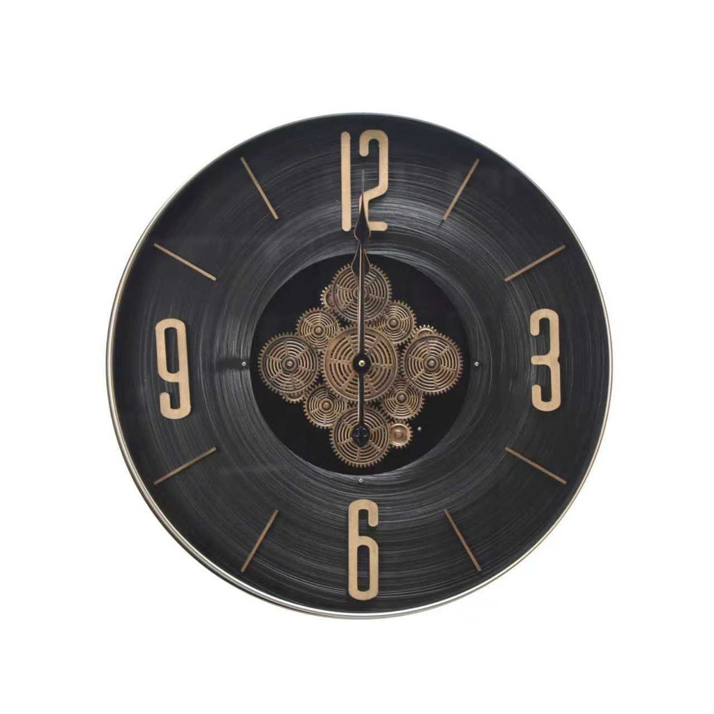 Black Wall Clock with Gold Diamond Centre