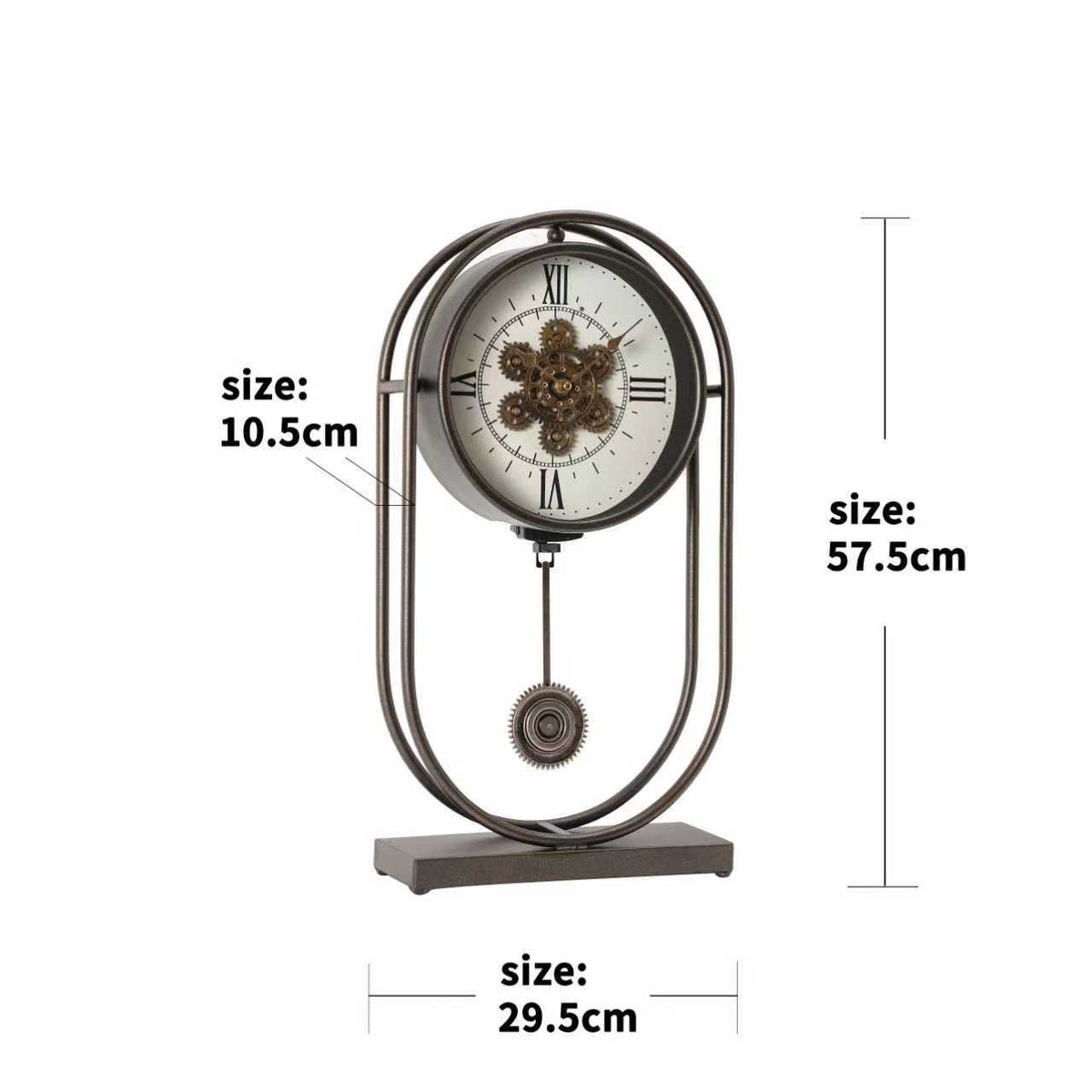 Arched Pendulum Table Clock with Gear Dial