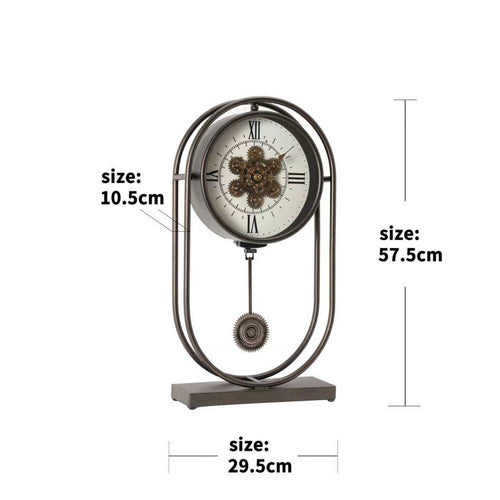 Arched Pendulum Table Clock with Gear Dial